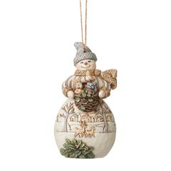 Woodland Snowman With Basket Ornament