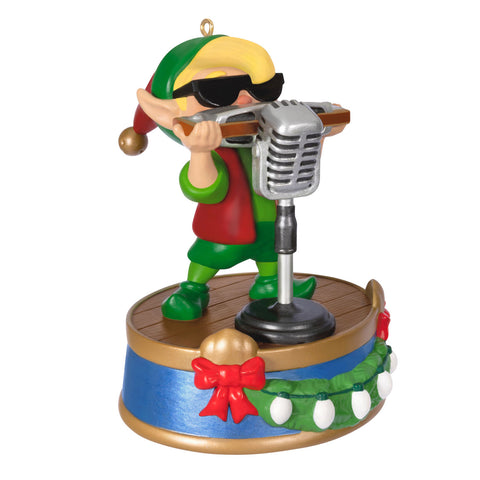 Hallmark North Pole Tree Trimmers Band Collection Hank On Harmonica Musical Ornament With Light