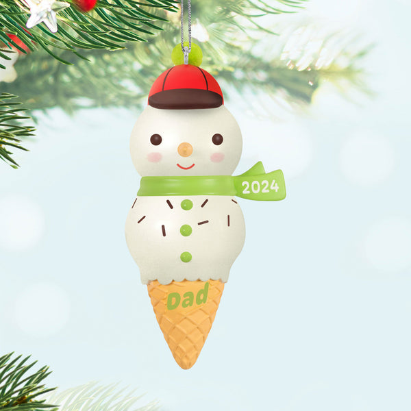 Hallmark Dad Snowman Ice Cream Cone 2024 Ornament