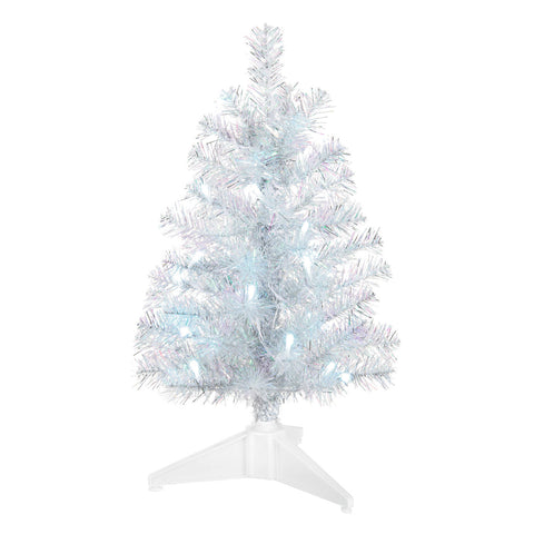 Hallmark Miniature Silver and White Pre-Lit Christmas Tree, 18.75"