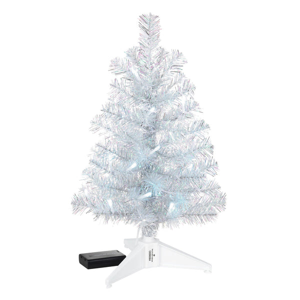 Hallmark Miniature Silver and White Pre-Lit Christmas Tree, 18.75"