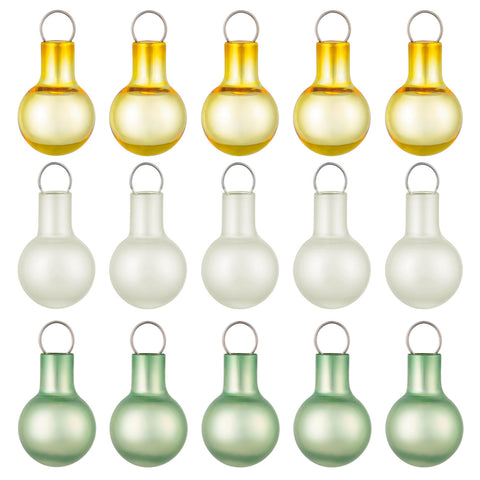 Hallmark Mini Festive Gold, White and Green Glass Ornaments, Set of 15