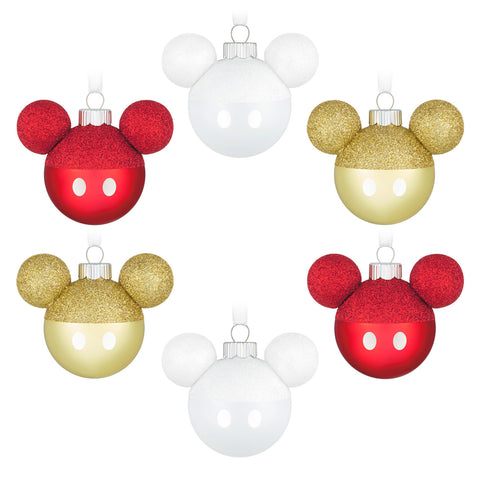 Hallmark Disney Mickey Mouse Glass Ornaments, Set of 6