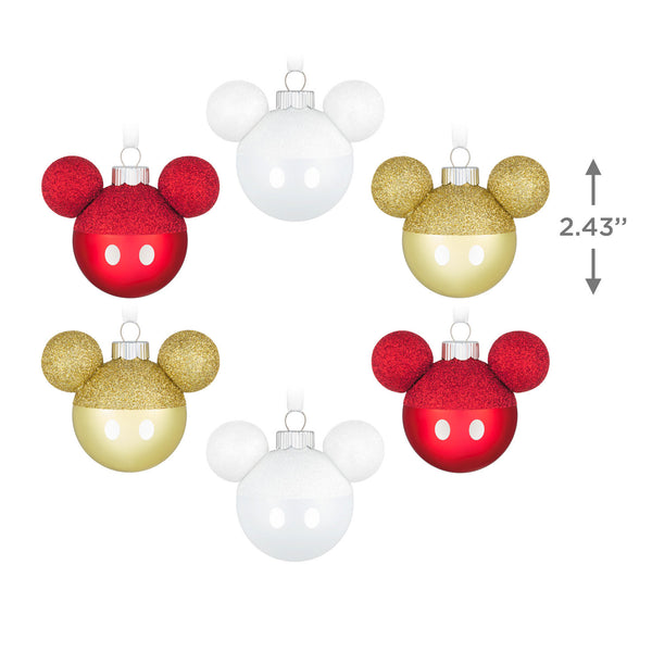 Hallmark Disney Mickey Mouse Glass Ornaments, Set of 6