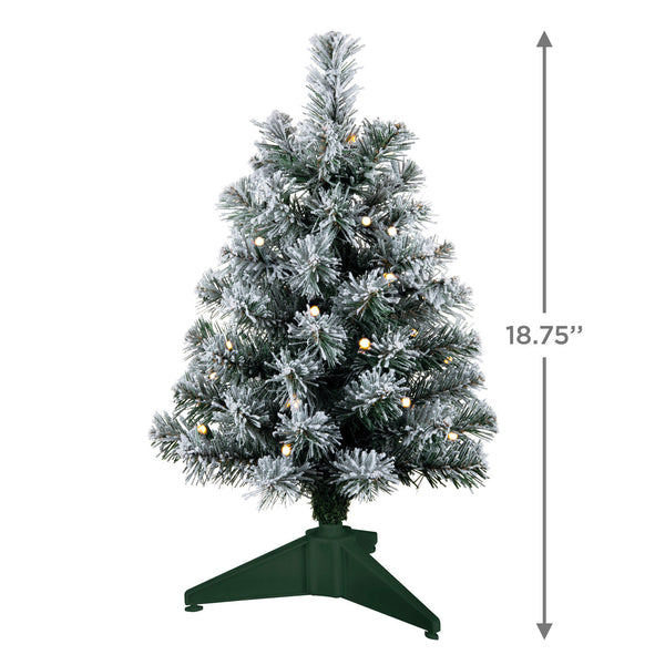 Hallmark Miniature Snowy Green Pre-Lit Christmas Tree, 18.75"