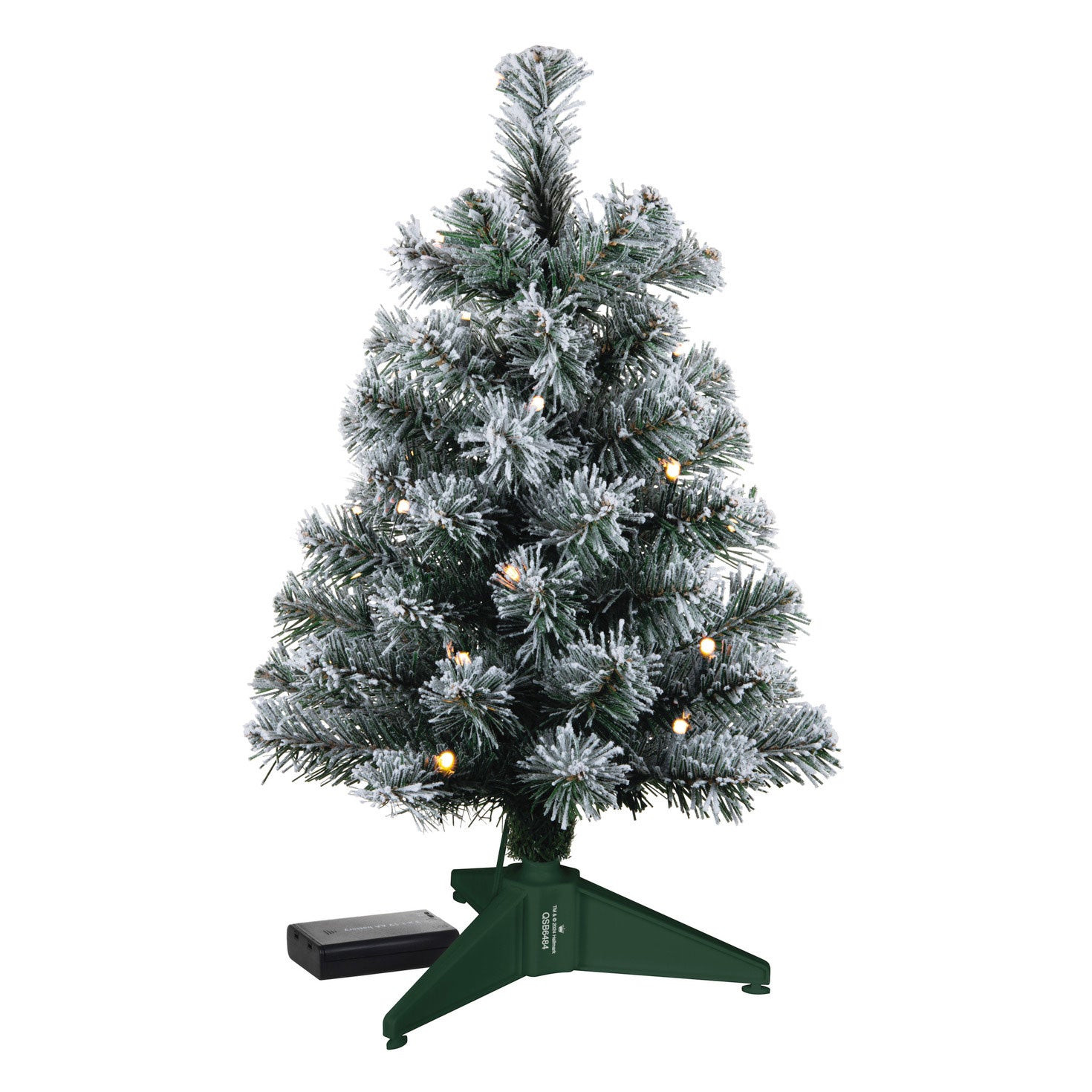 Hallmark Miniature Snowy Green Pre-Lit Christmas Tree, 18.75"